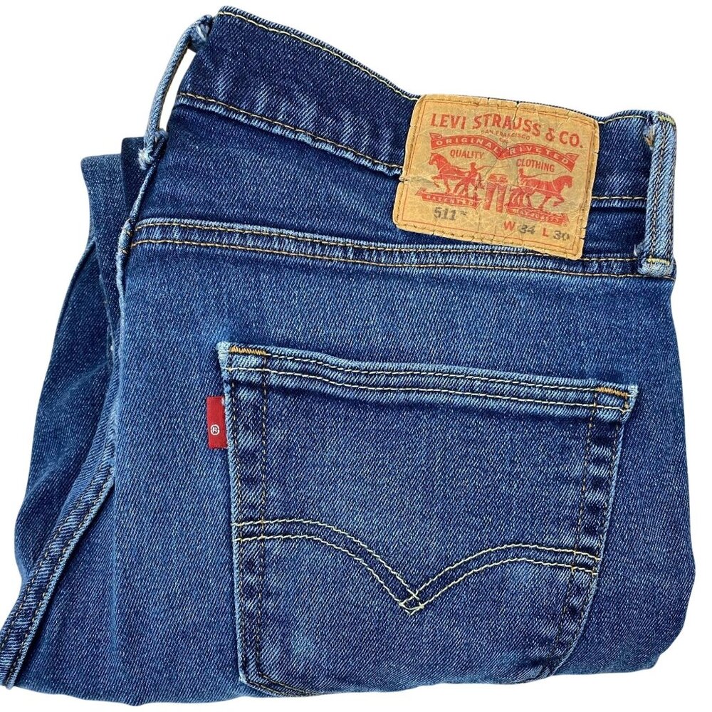 Levis Mens 511 Jeans 34x30 Medium Slim Fit Wash Denim